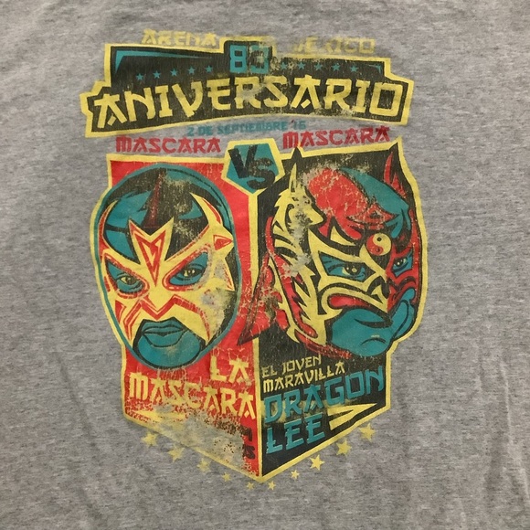 Retro vintage Lucha libre men’s distressed gray t shirt size large - Picture 1 of 7